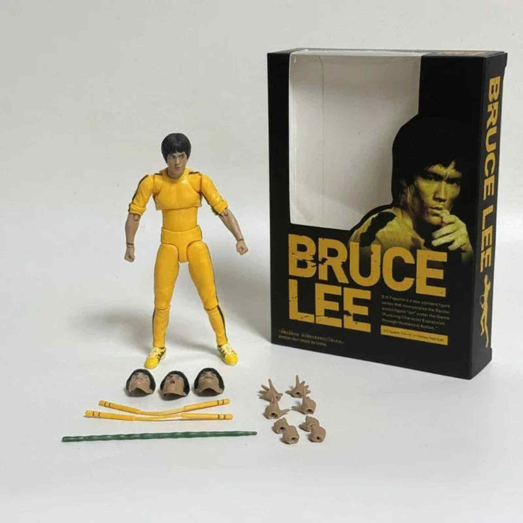Bruce Lee Yellow Tracksuit Action Figure | Collectible Figure with Nunchaku