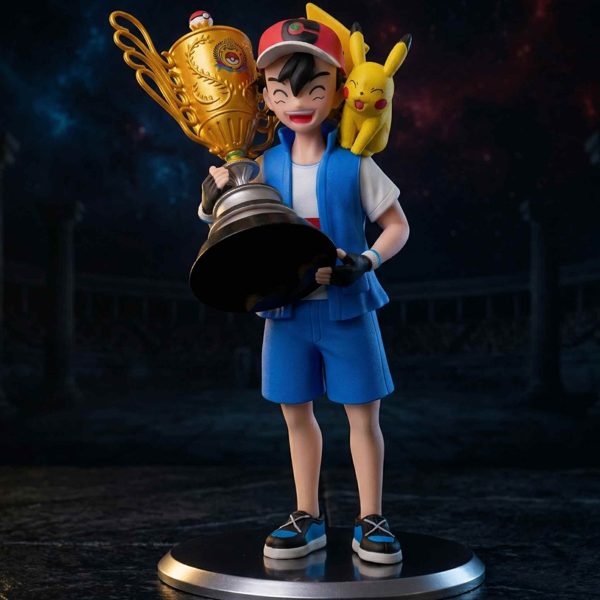 Ash Ketchum Pikachu Trophy Mini Figure Pokemon Anime Collectible Figure 1 Collectibles