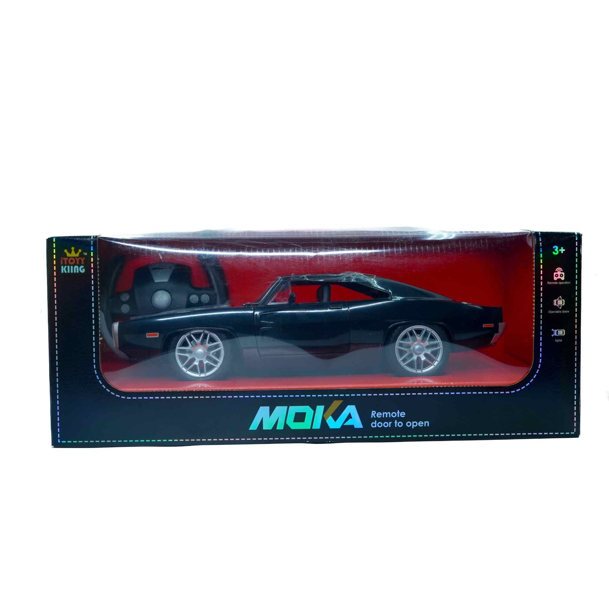 Black KGF Style Remote Control Muscle Car Diecast Model with Opening Doors Collectible 4 