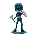 Captain America Chibi Figure with Shield and Mjolnir Marvel Avengers Collectible Figurine