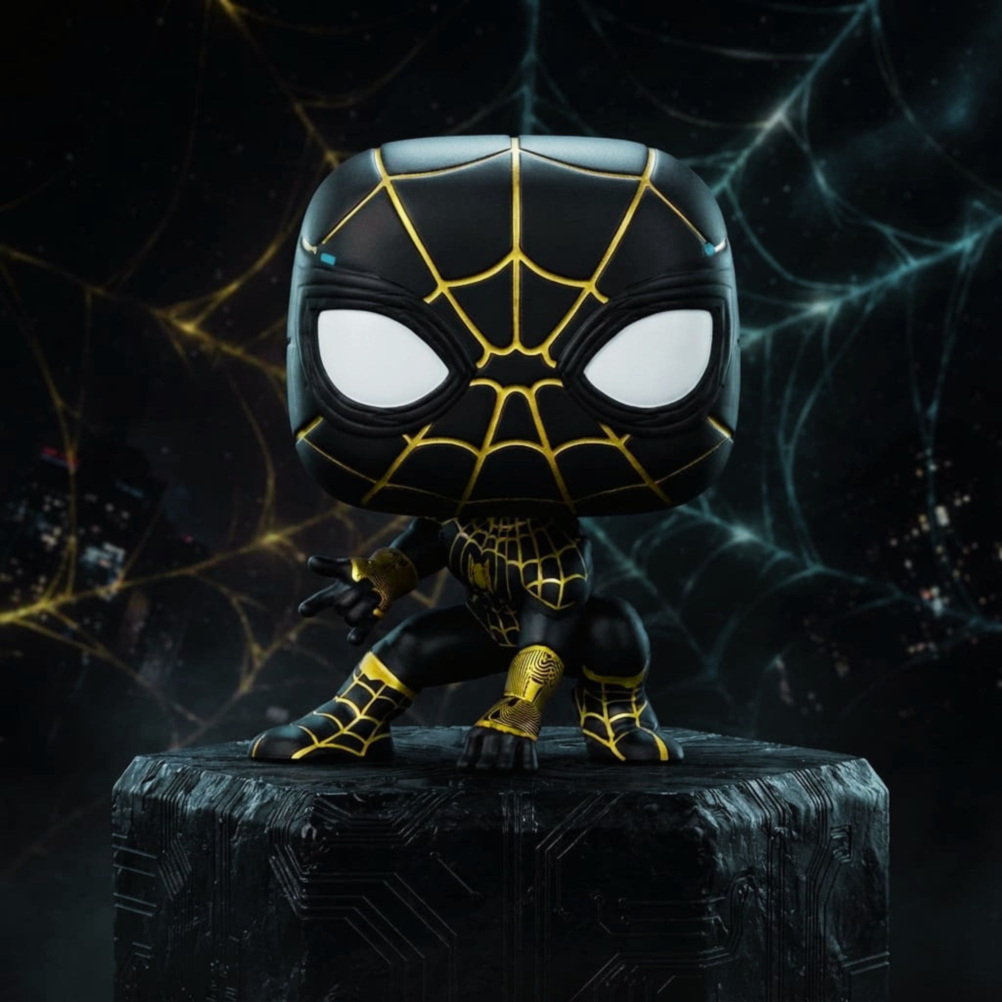 Funko Pop! Marvel Spider-Man: No Way Home Black & Gold Suit Spider-Man Bobble-Head Figure