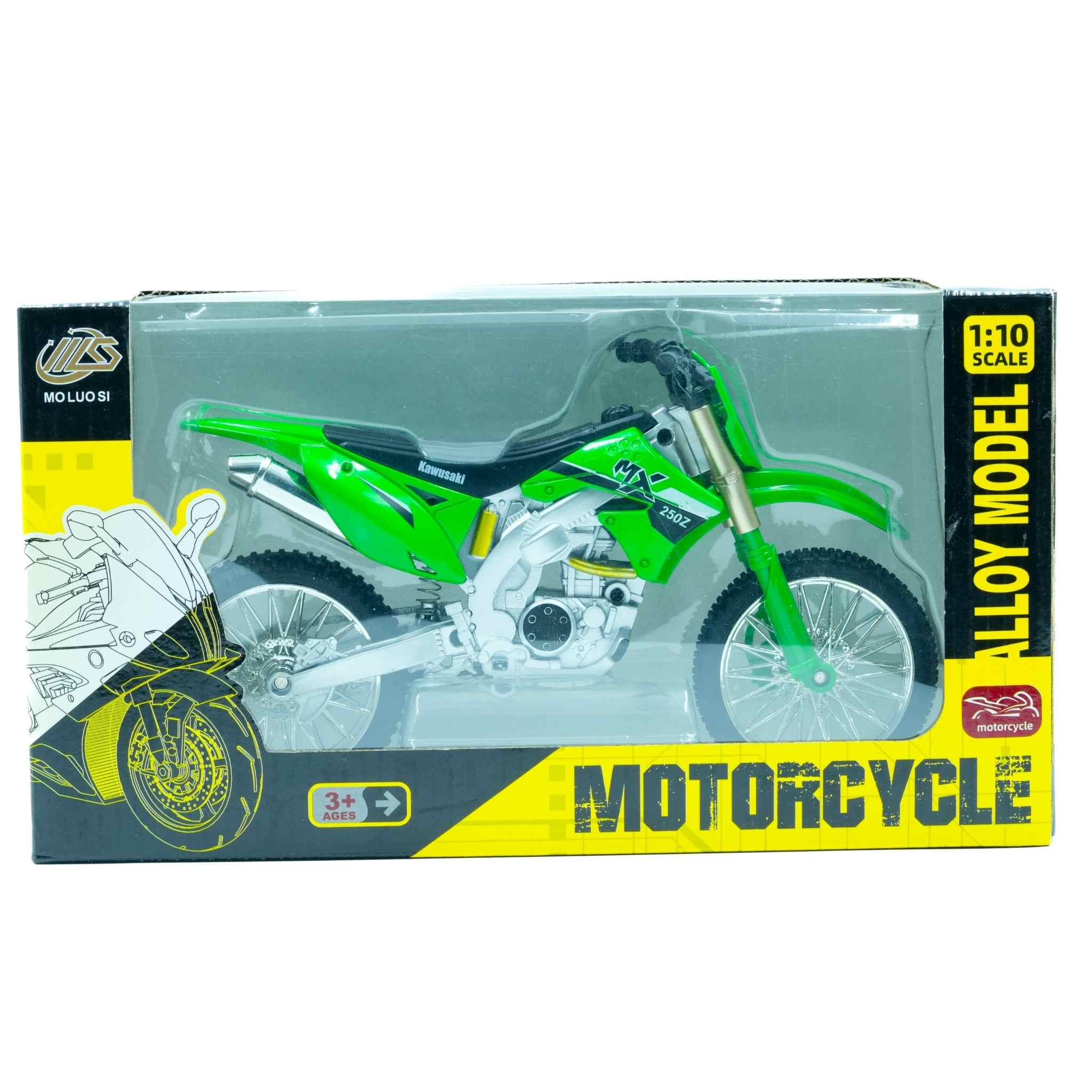 Green Metal Pull Back Dirt Bike Diecast Motorcycle Model Collectible 4 