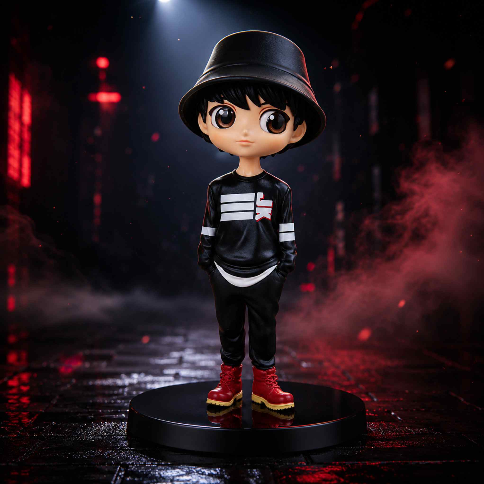 Jeon Jungkook BTS Figure – Black Bucket Hat Street Style K-Pop Collectible