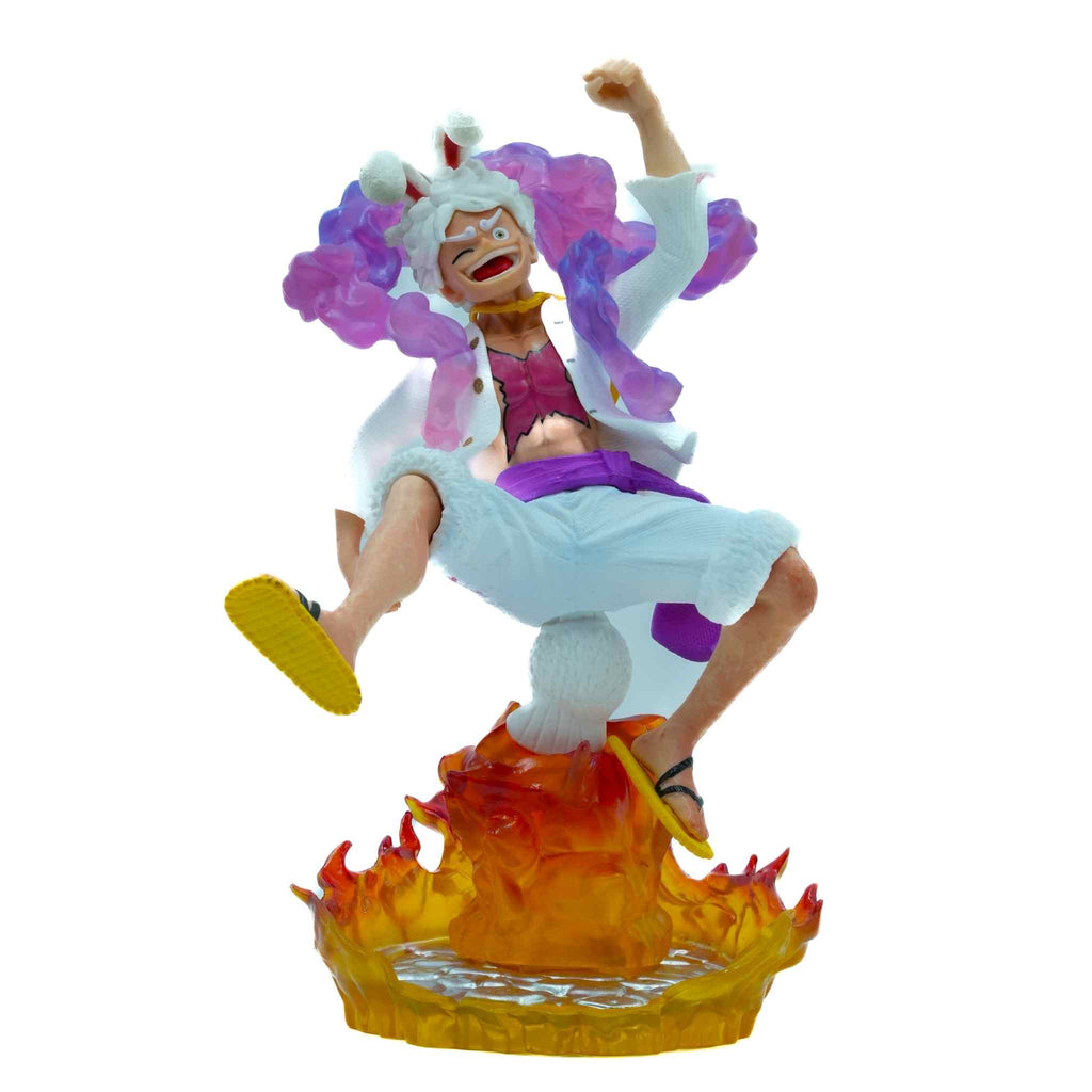 Monkey D. Luffy Gear 5 Jumping Pose Flame Base Anime Collectible Figurine 2 