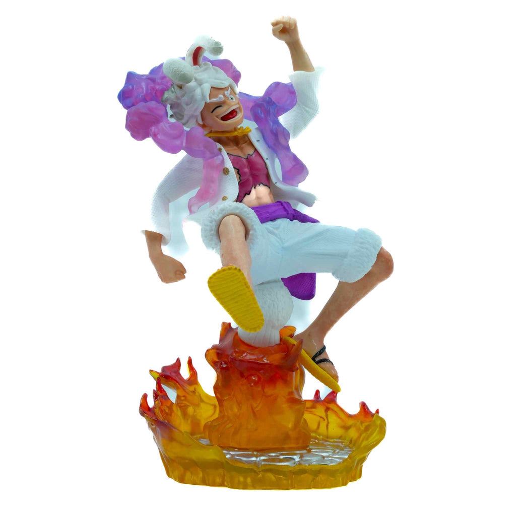 Monkey D. Luffy Gear 5 Jumping Pose Flame Base Anime Collectible Figurine 3 