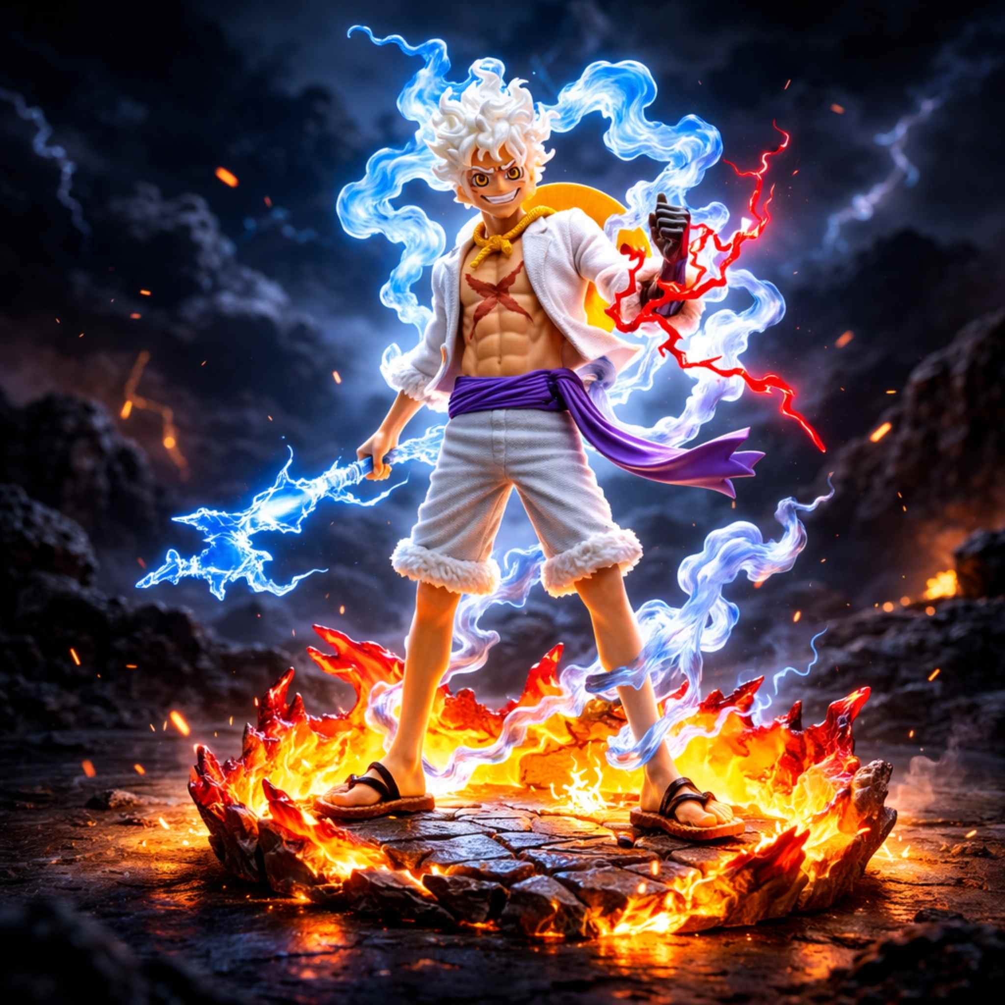 One Piece Luffy Gear 5 Awakening Mode Anime Action Figurine 1 Collectibles