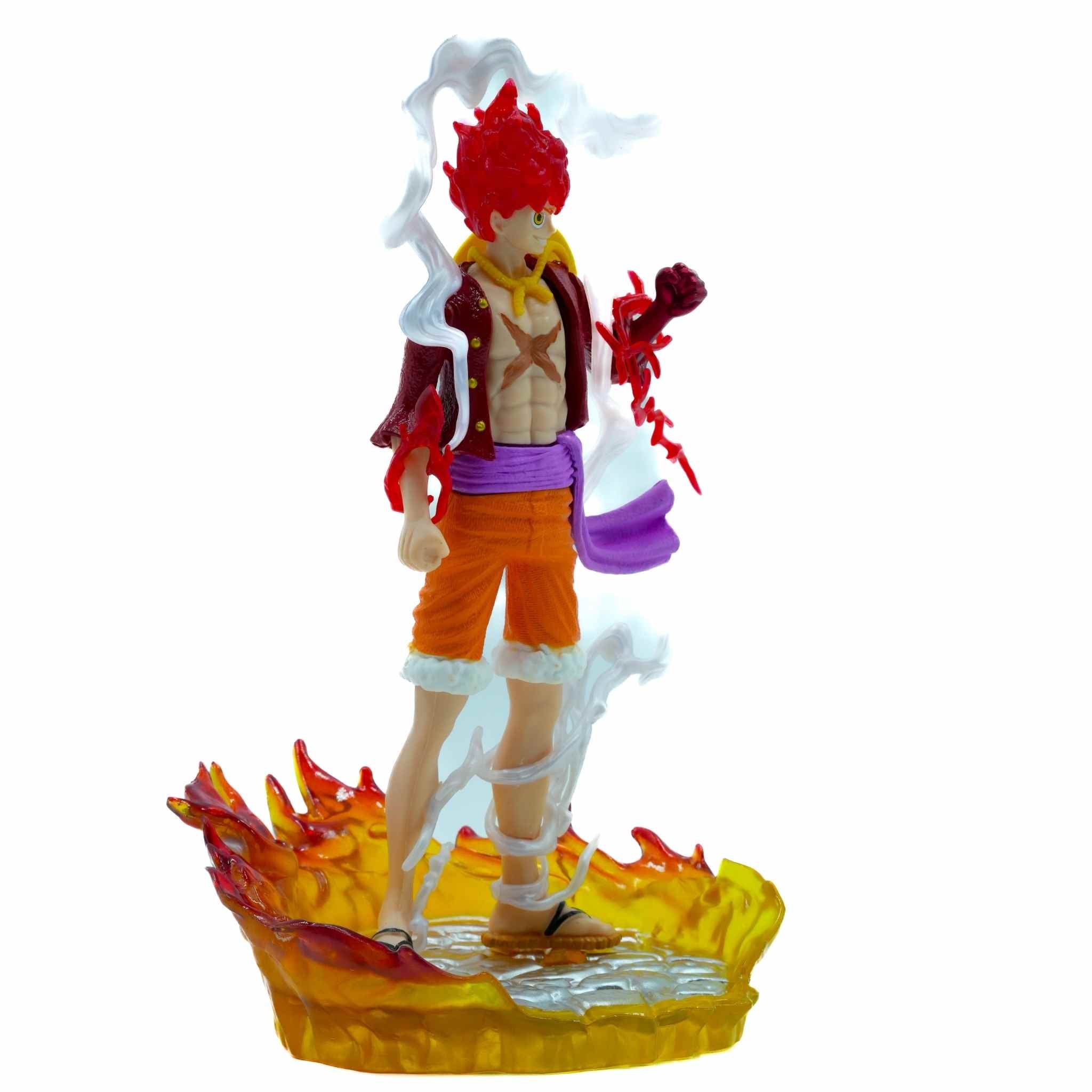 One Piece Luffy Red Hawk Fire Mode Anime Action Figurine 3 