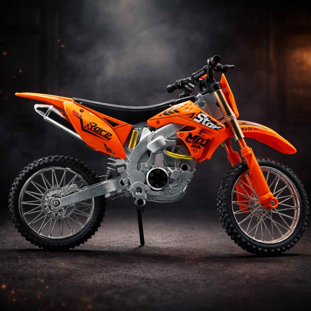 Orange Metal Pull Back Dirt Bike Diecast Motorcycle Model Collectible 1 Collectibles