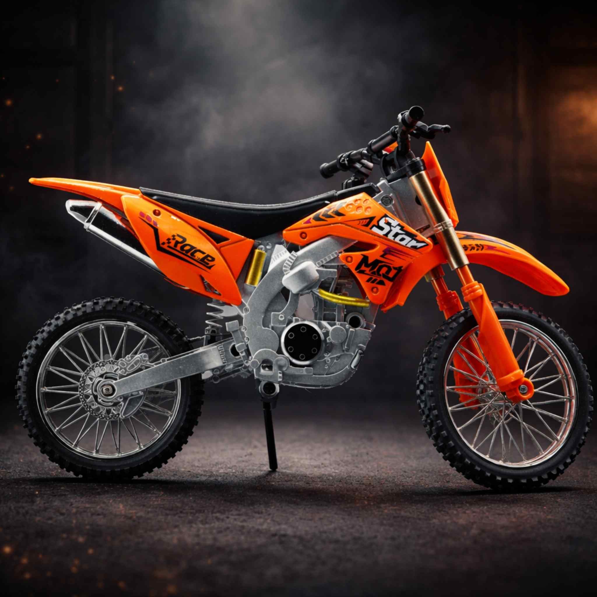 Orange Metal Pull Back Dirt Bike Diecast Motorcycle Model Collectible 1 Collectibles