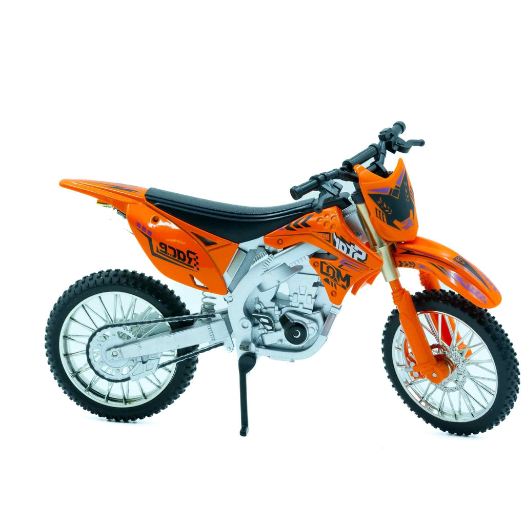 Orange Metal Pull Back Dirt Bike Diecast Motorcycle Model Collectible 2 