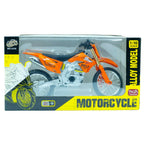 Orange Metal Pull Back Dirt Bike Diecast Motorcycle Model Collectible 3 