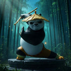Po Kung Fu Panda Action Figurine with Hat Pose 1 Collectibles