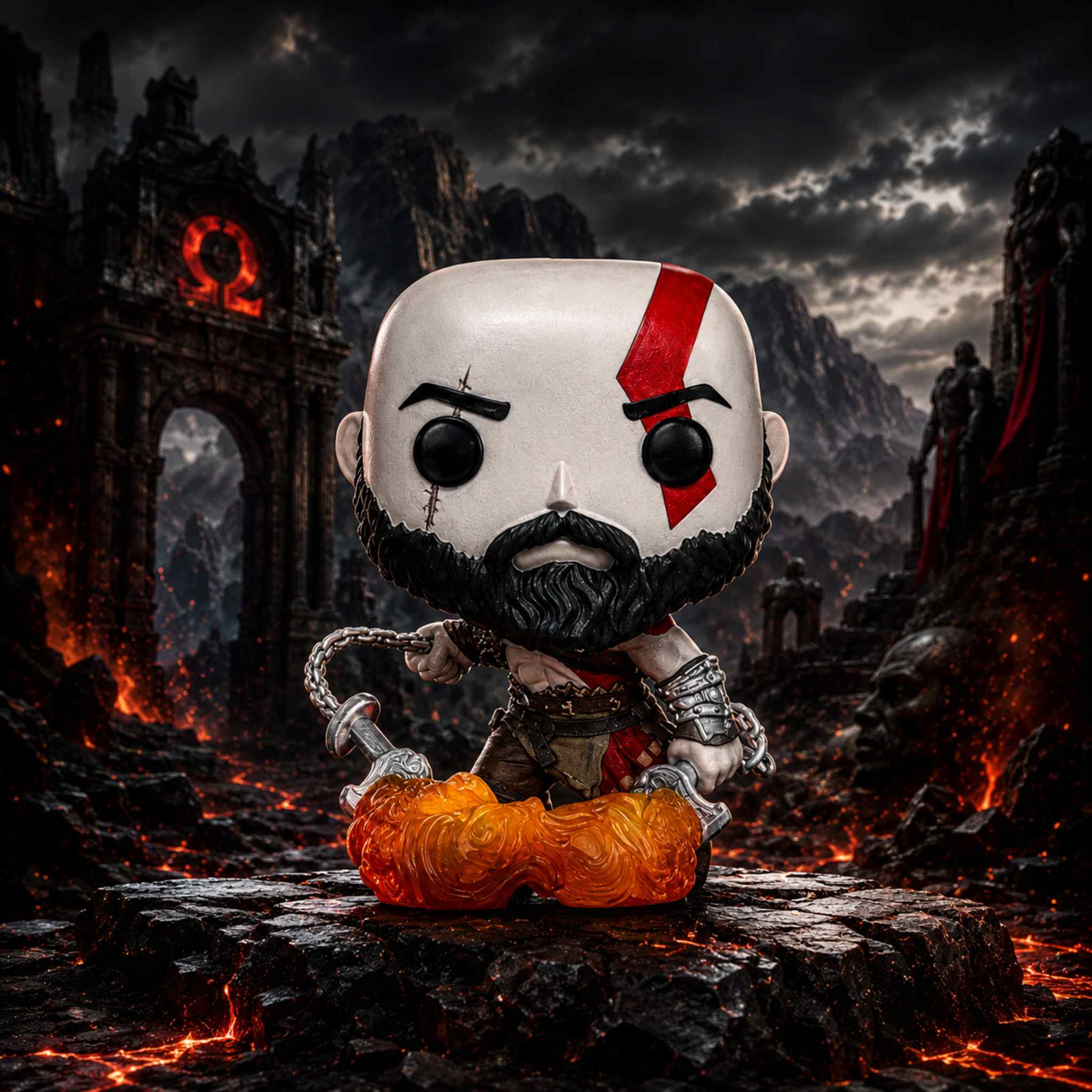 Pop Funko Playstation 154 Kratos with The Blades of Chaos Glows in The Dark